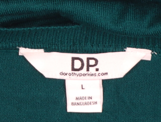 Dorothy Perkins Women Green UK 14 Round Neck Button Cuff Jumper
