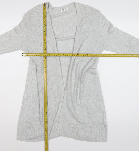 GAP Men Grey Cotton Open Knit Longline Cardigan Size M