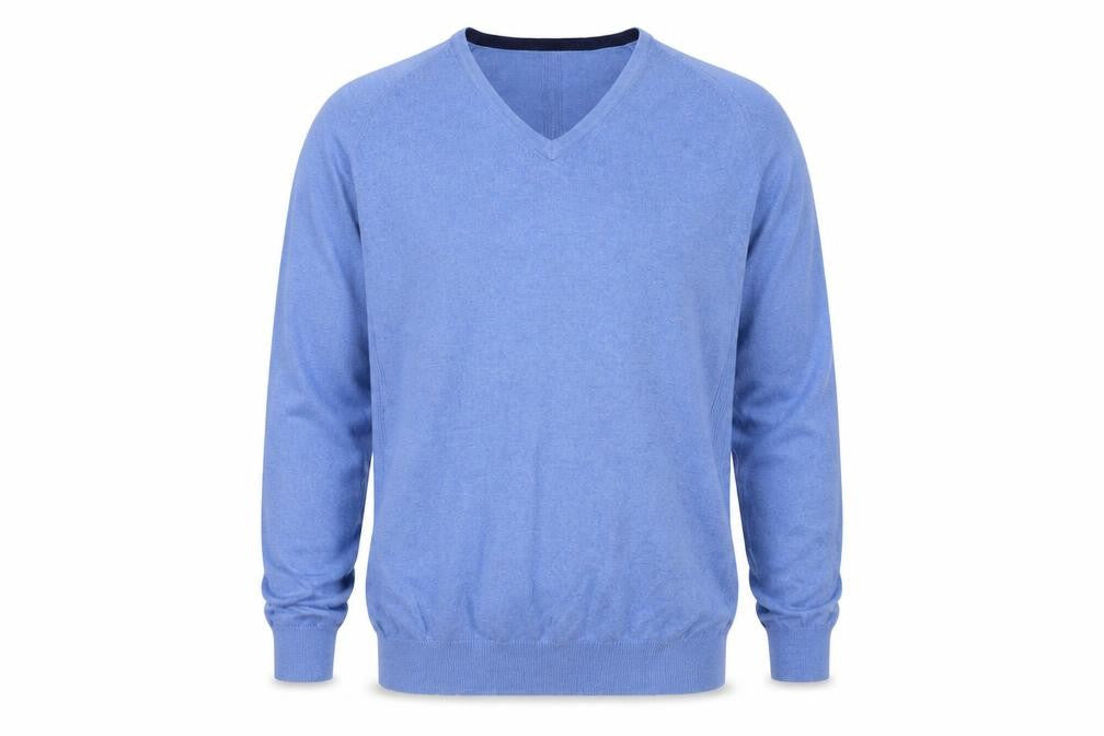 Austin Reed Men’s Blue XL Cotton Cashmere V-Neck Pullover Jumper