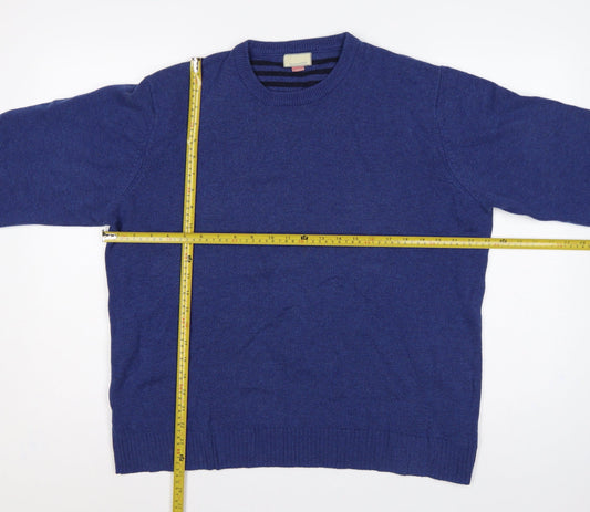 John Lewis Men Blue L Merino Cashmere Crew Neck Pullover Jumper