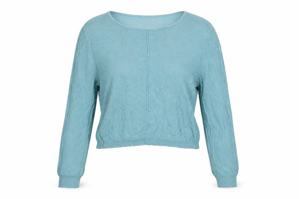 Front view of Missguided Petite Women’s Blue Scoop Neck Knit jumper UK 14