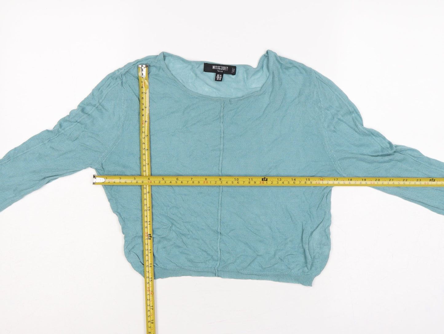 Missguided Petite Women’s Blue Scoop Neck Knit Pullover Jumper UK 14