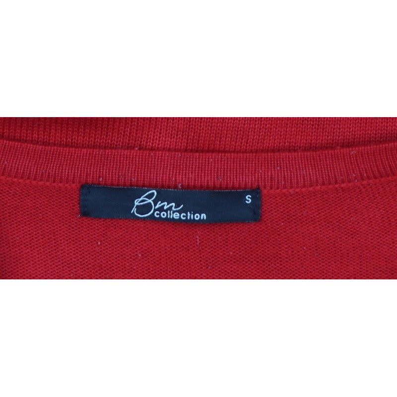 BM Collection Women’s Red S Floral Embroidered Beaded V-Neck Cardigan