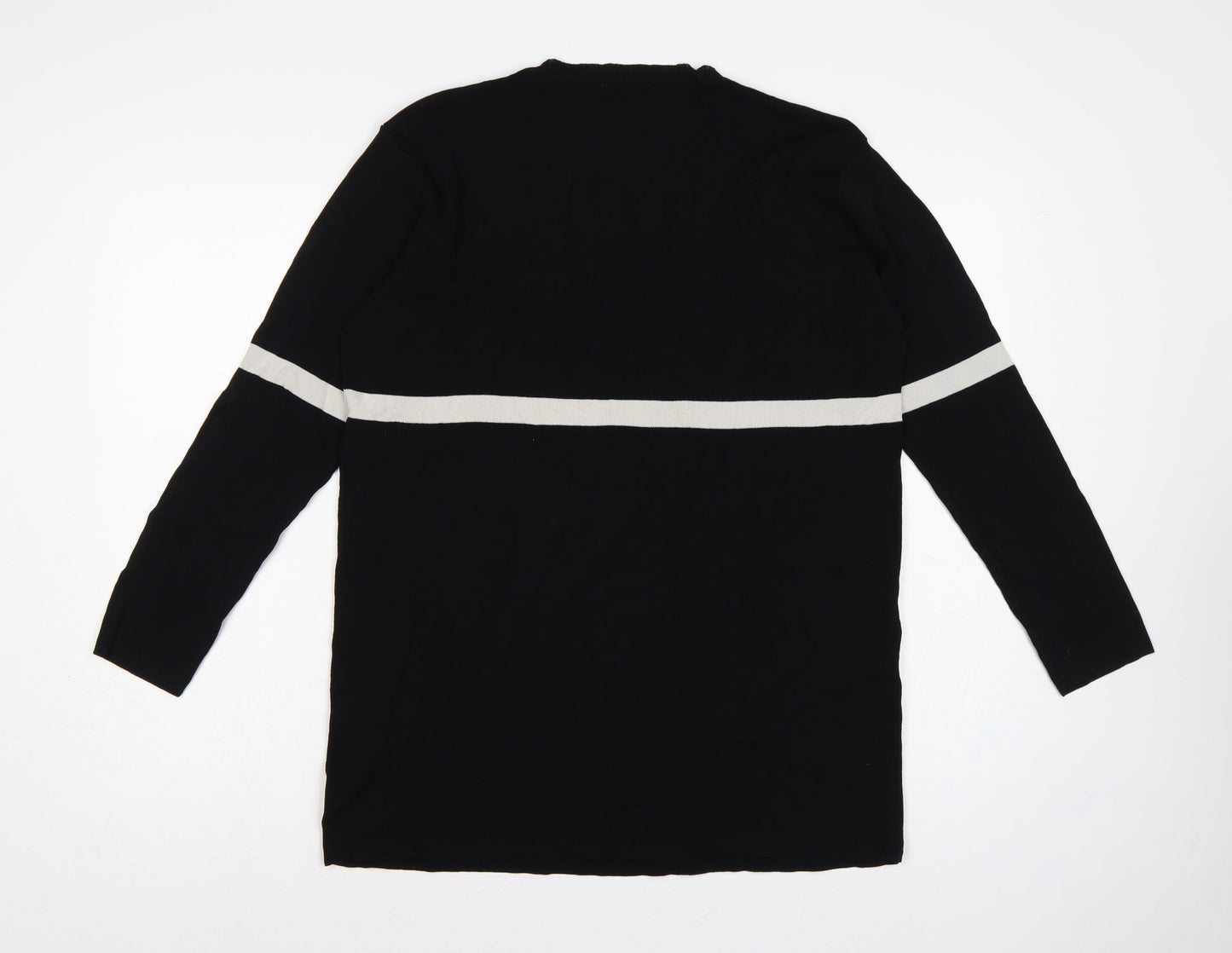 Wallis Women’s Black White Stripe Tunic Jumper UK 14 Long Sleeve Knit