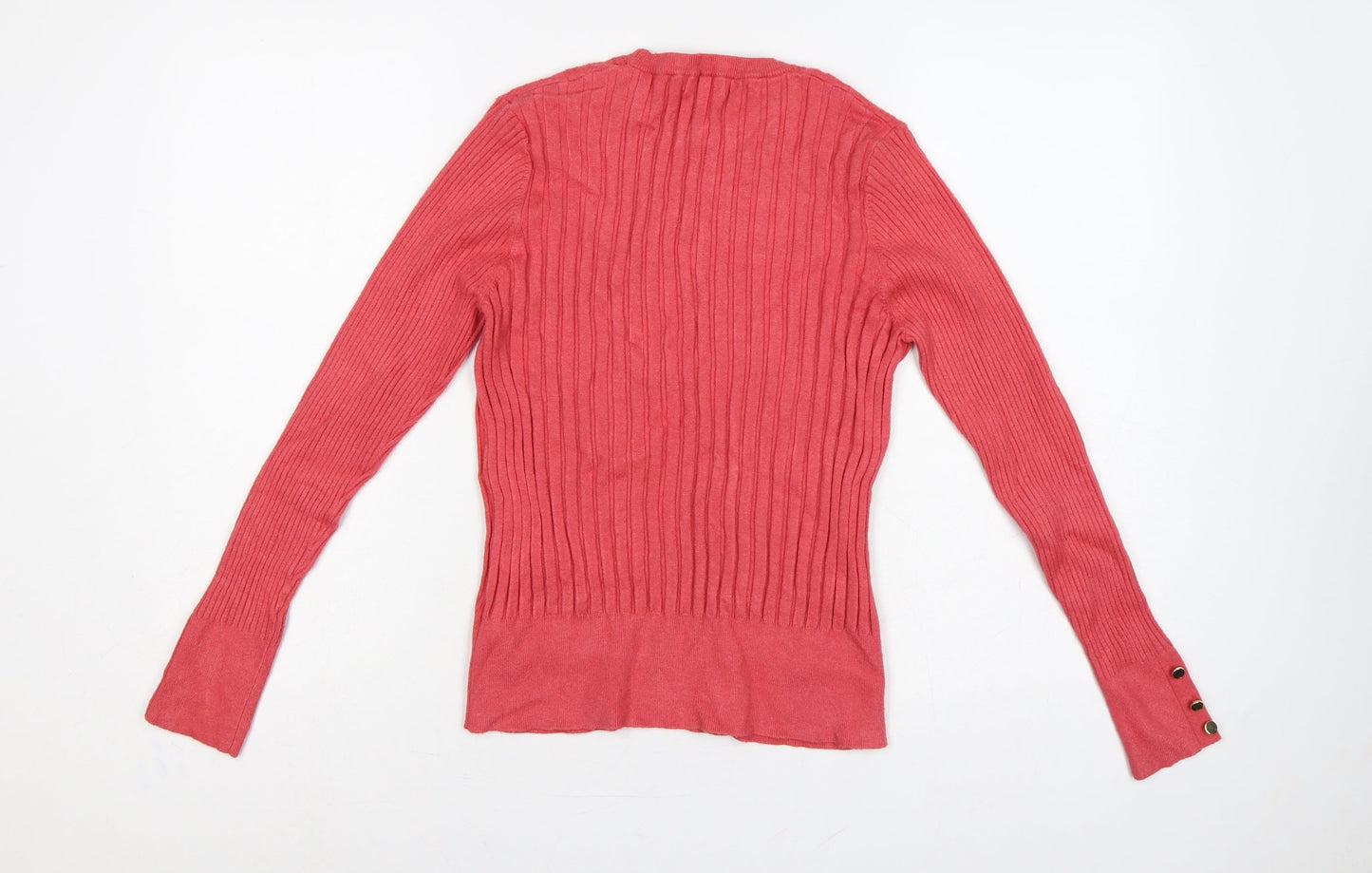 Per Una Women’s Pink Ribbed Crew Neck Jumper UK 18 Long Sleeve