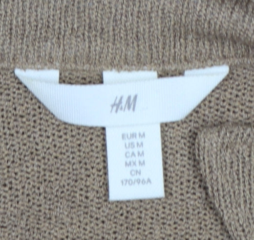 H&M Womens Brown Collared Short Sleeve Knit Pullover Jumper UK 12