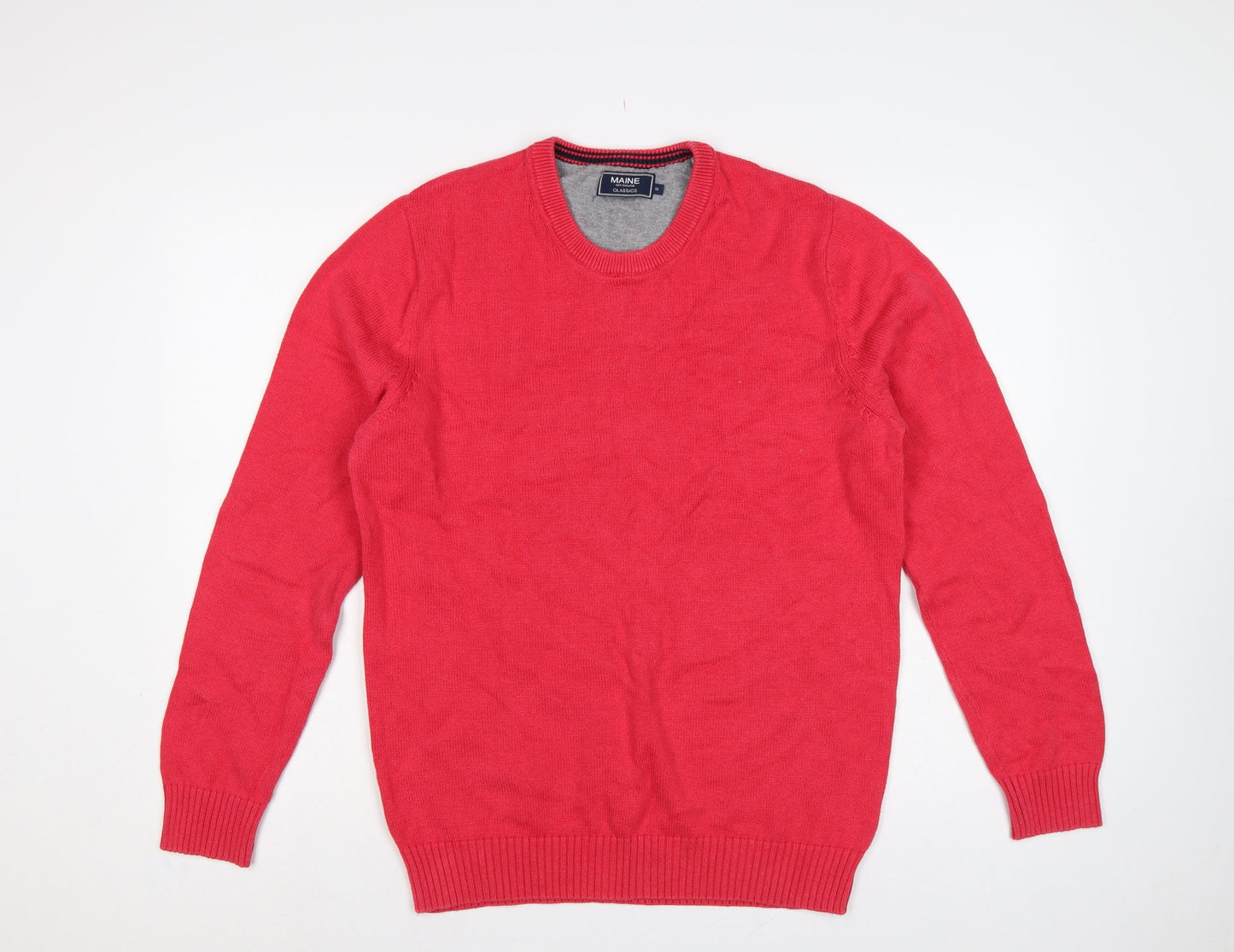 Maine New England Men's Red Medium Cotton Crew Neck Pullover Jumper