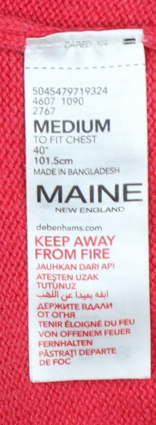 Maine New England Men's Red Medium Cotton Crew Neck Pullover Jumper