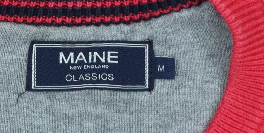 Maine New England Men's Red Medium Cotton Crew Neck Pullover Jumper