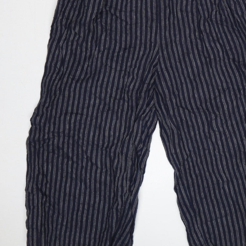 Kin Women’s Blue Striped Size 14 Wide-Leg V-Neck Jumpsuit