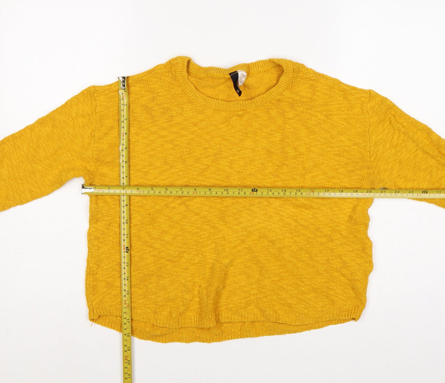 H&M Divided Women Yellow UK 12 M Crew Neck Knit Pullover Jumper