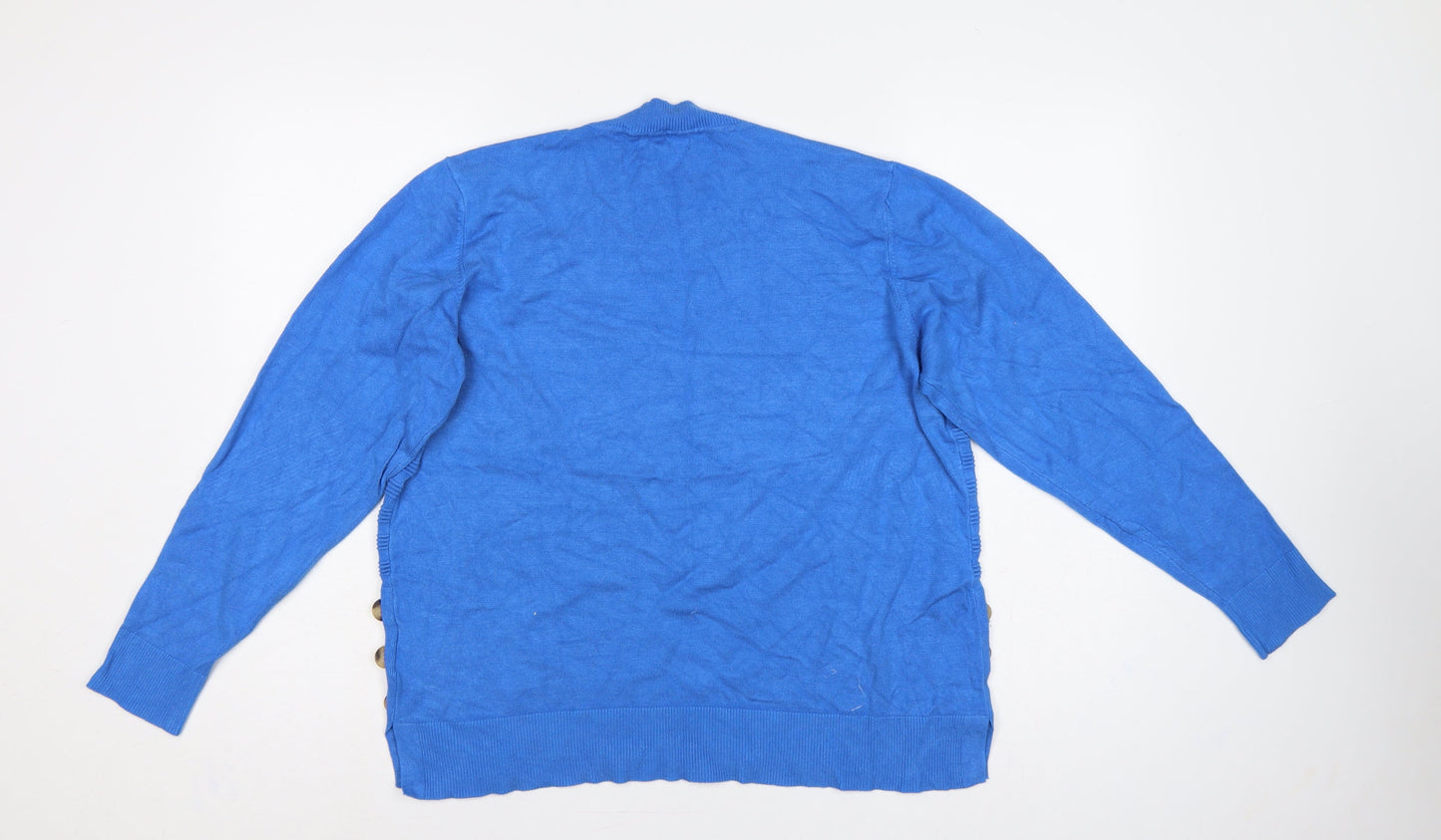 Paramour Women’s Blue L Rib Knit Side Button Viscose Jumper
