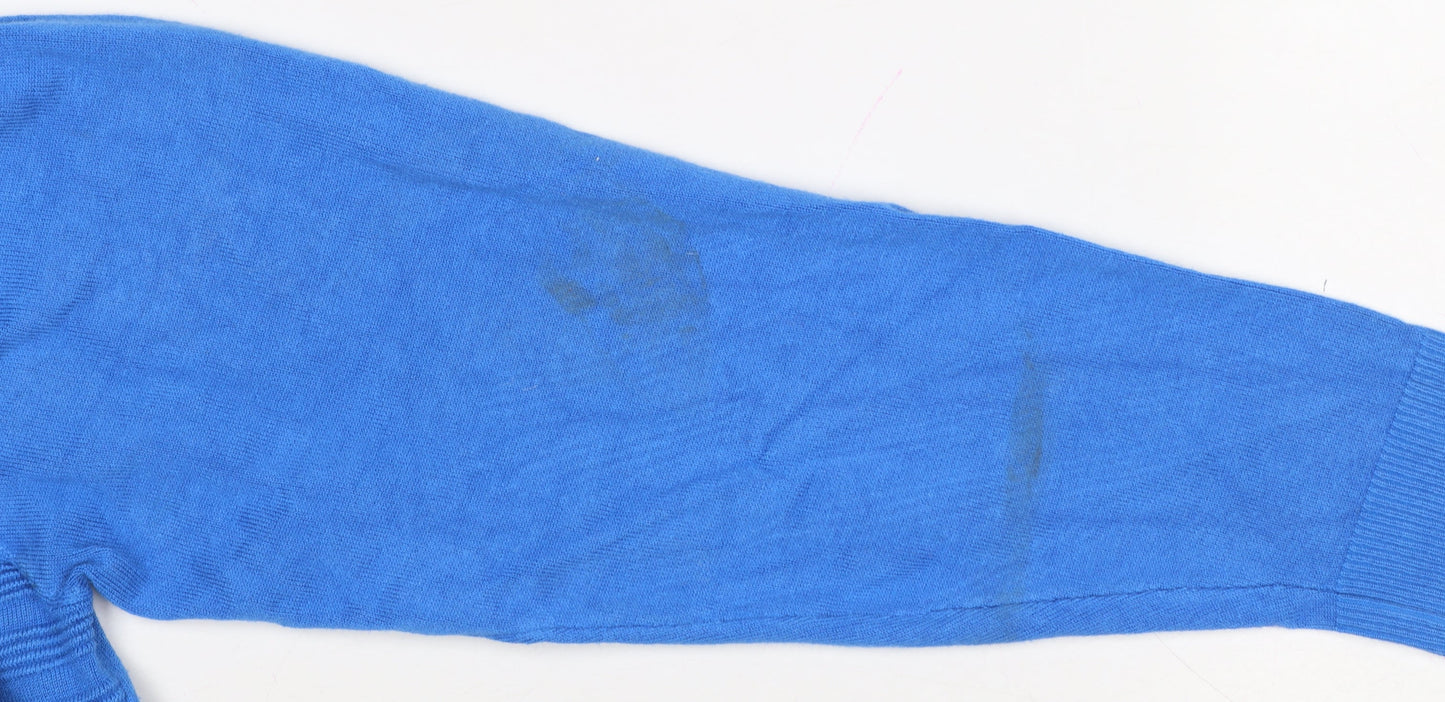 Paramour Women’s Blue L Rib Knit Side Button Viscose Jumper