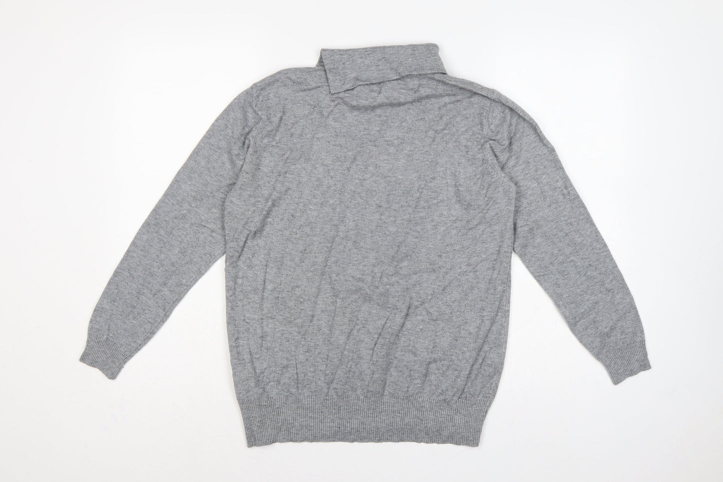PPT Women Grey XL Henley Mock Neck Knit Jumper Button Detail