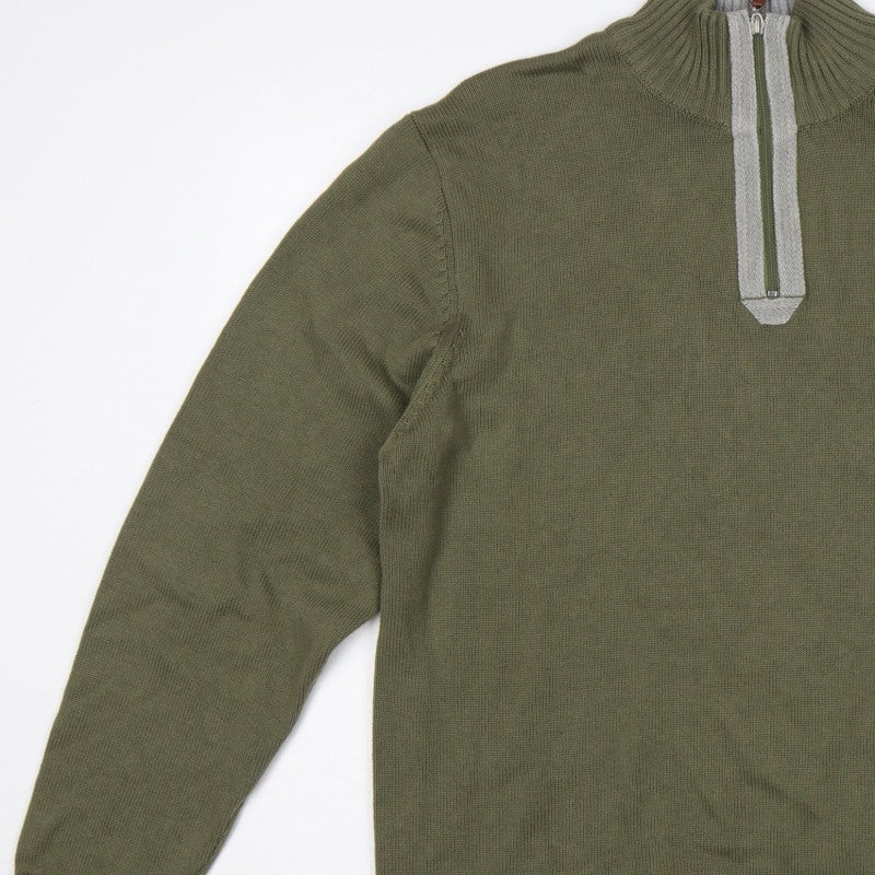 Additional view of W&B Men’s Green XL Quarter Zip High Neck Knit Jumper