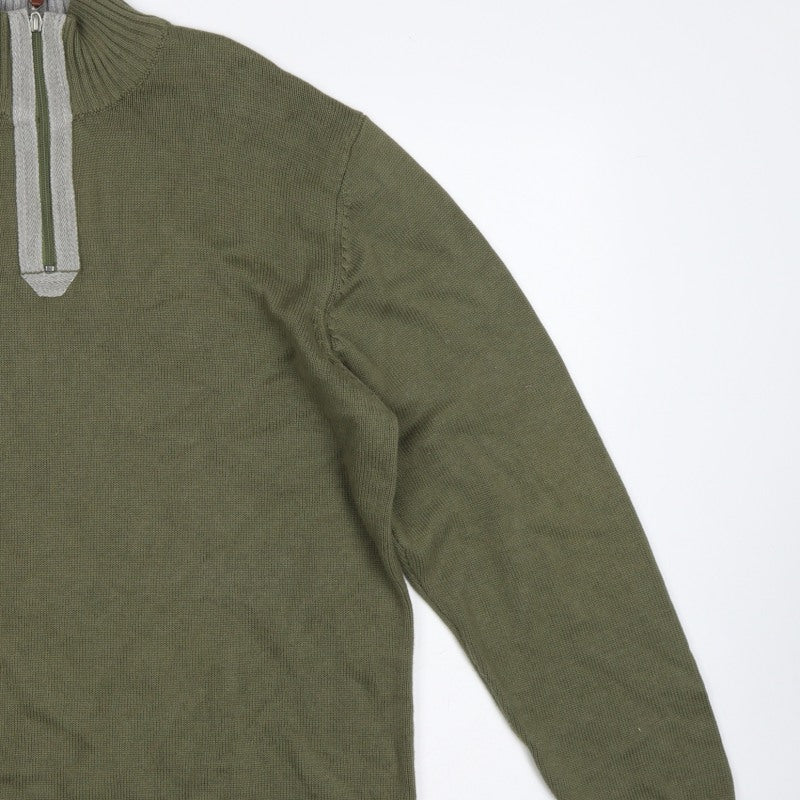 Additional view of W&B Men’s Green XL Quarter Zip High Neck Knit Jumper