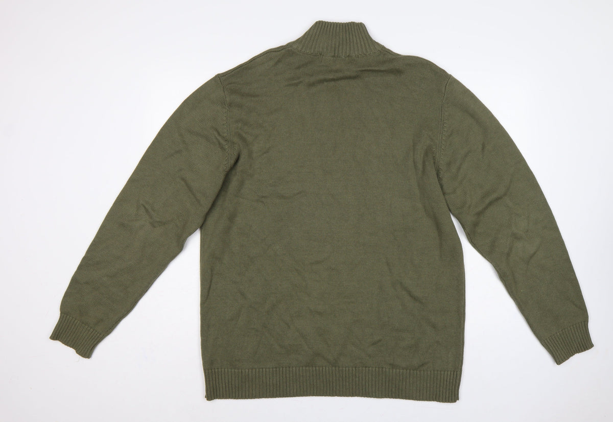 Brand and care label for W&B Men’s Green XL Quarter Zip High Neck Knit Jumper