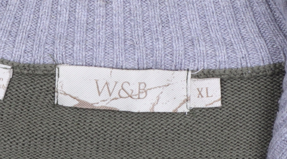 Additional view of W&B Men’s Green XL Quarter Zip High Neck Knit Jumper