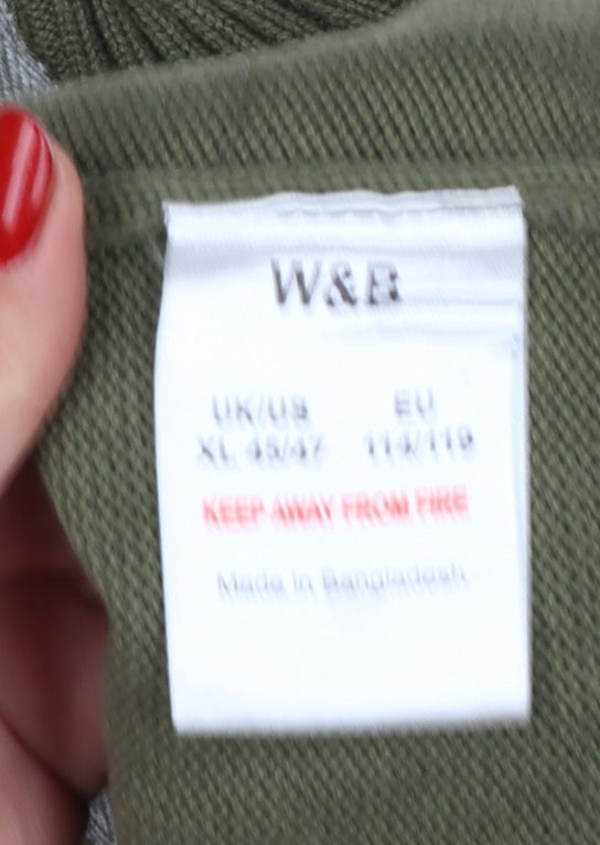 Additional view of W&B Men’s Green XL Quarter Zip High Neck Knit Jumper