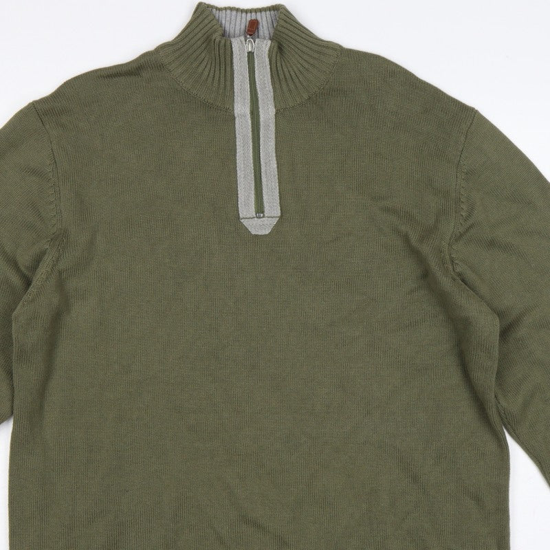 Additional view of W&B Men’s Green XL Quarter Zip High Neck Knit Jumper