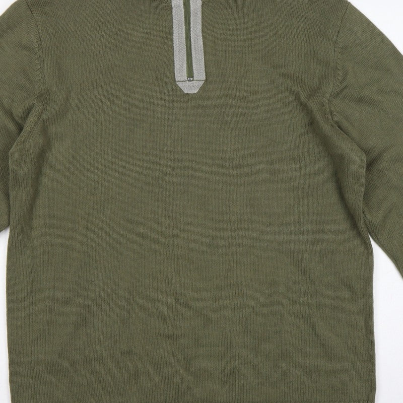 Additional view of W&B Men’s Green XL Quarter Zip High Neck Knit Jumper