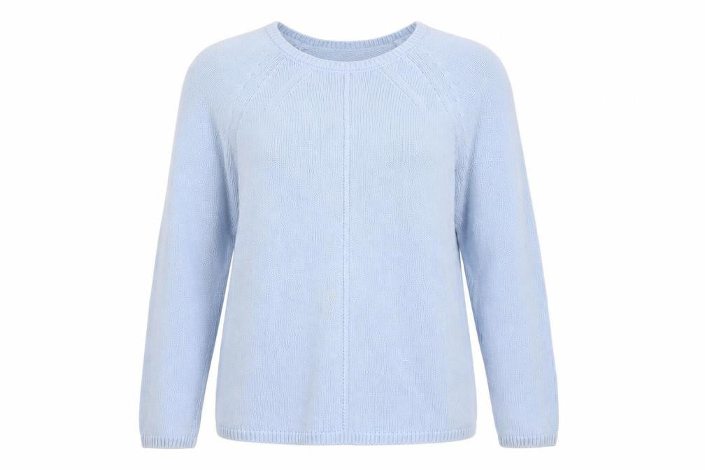 Marks and Spencer Women Blue UK 12 Cotton Crew Neck Raglan Jumper