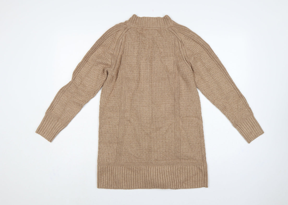 FatFace Women’s Beige UK 8 Cable Knit Open Cardigan Pockets