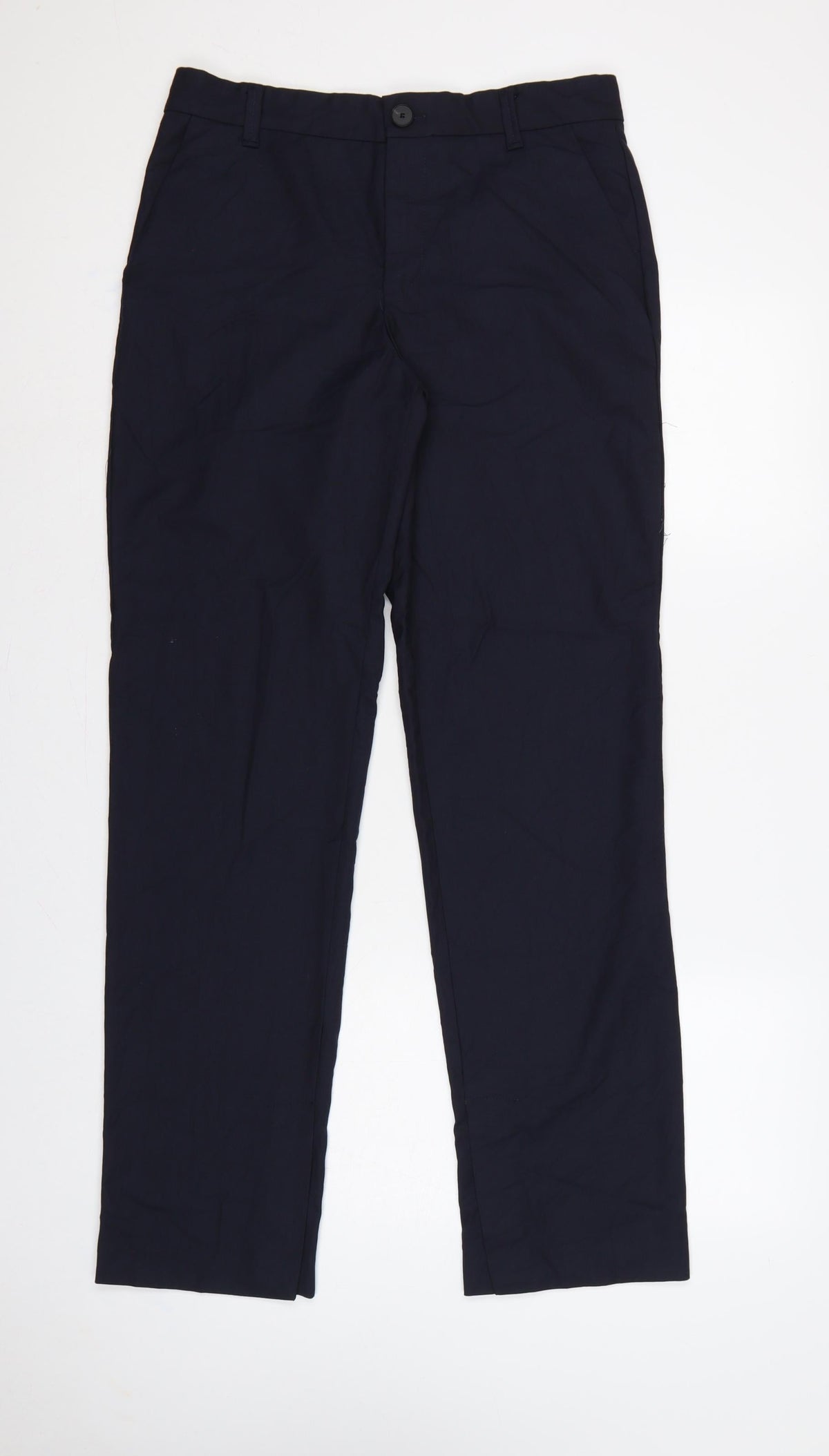 Zara Women’s Blue M Straight Leg Smart Trousers Pockets