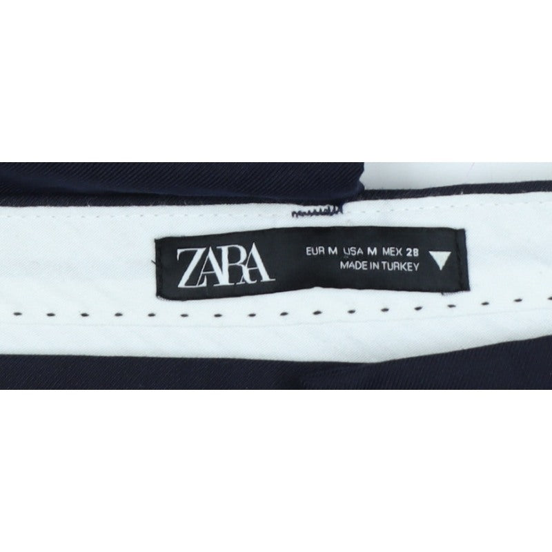 Zara Women’s Blue M Straight Leg Smart Trousers Pockets