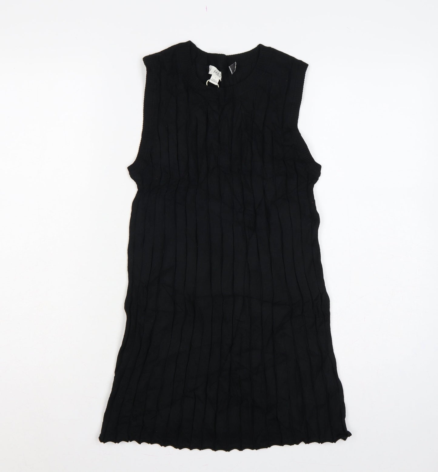 Marks and Spencer Women Black S Tunic Rib Knit Tank Top