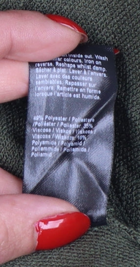 River Island Women Green UK 12 Military Button High Neck Cardigan