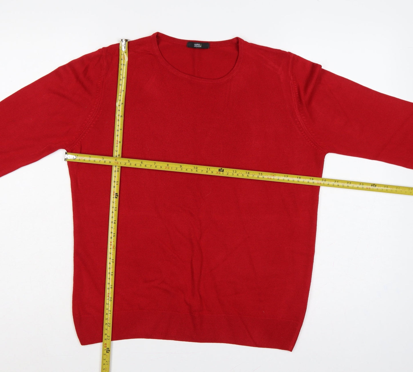 Marks and Spencer Women Red Size 14 Scoop Neck Knit Pullover Jumper