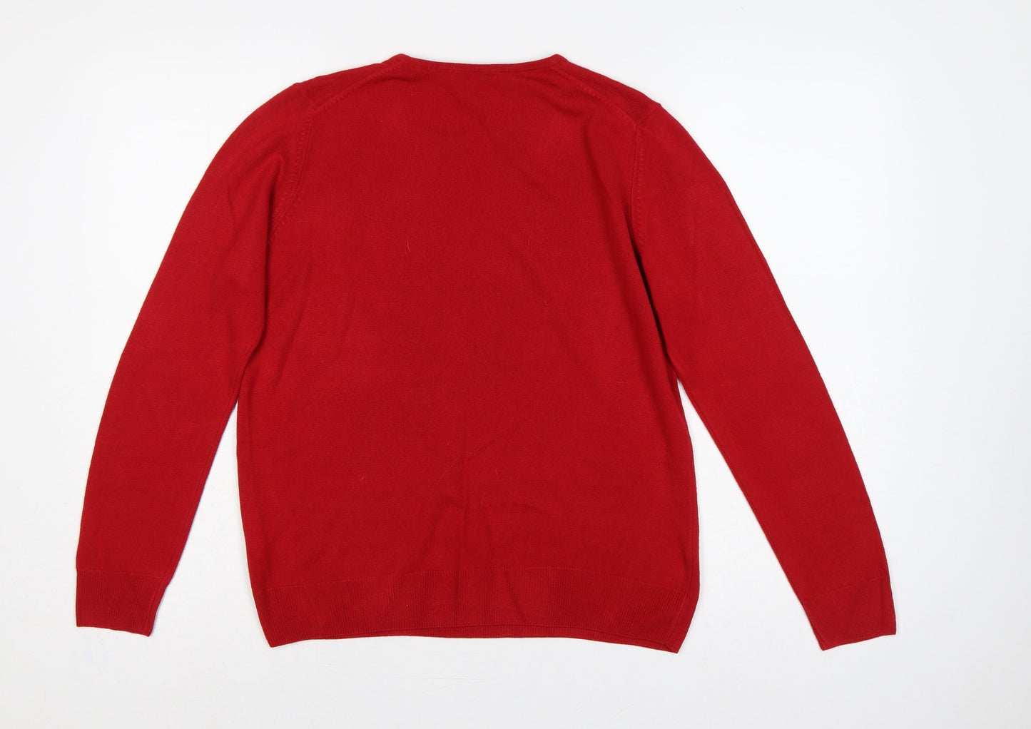 Marks and Spencer Women Red Size 14 Scoop Neck Knit Pullover Jumper