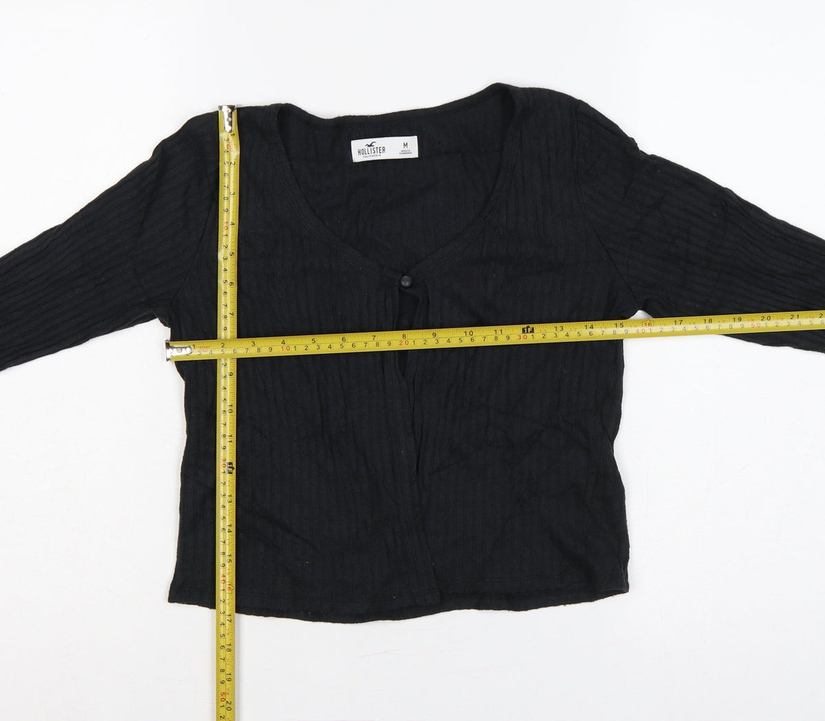 Hollister Women’s Black M Ribbed V-Neck Button Cardigan Slim Knit