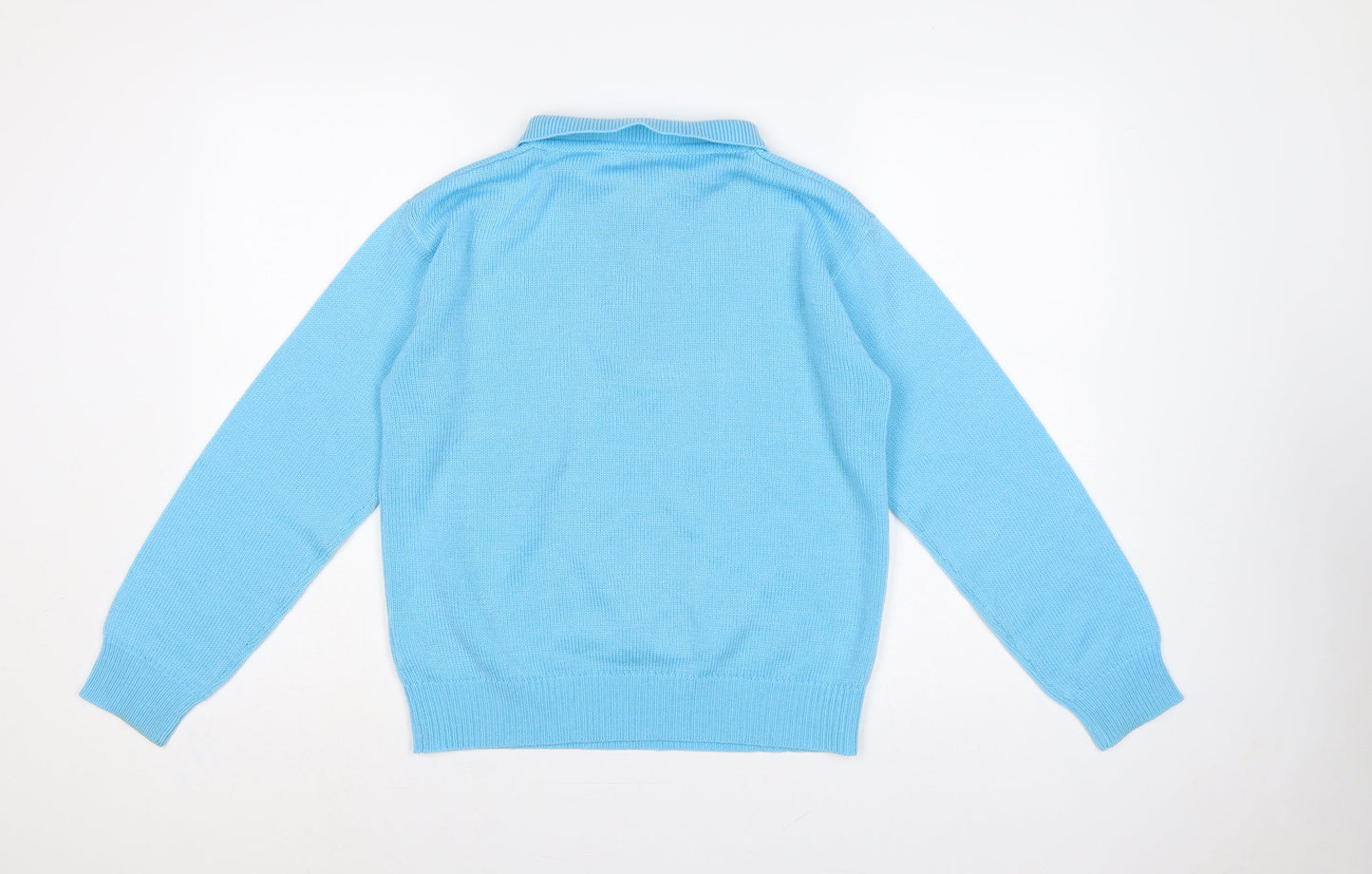 Damart Women Blue UK 12 Collared 1/4 Zip Acrylic Knit Jumper