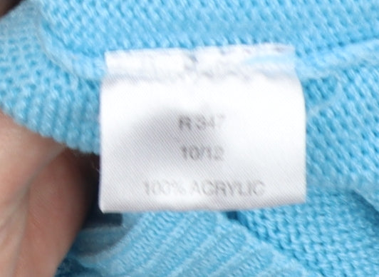 Damart Women Blue UK 12 Collared 1/4 Zip Acrylic Knit Jumper