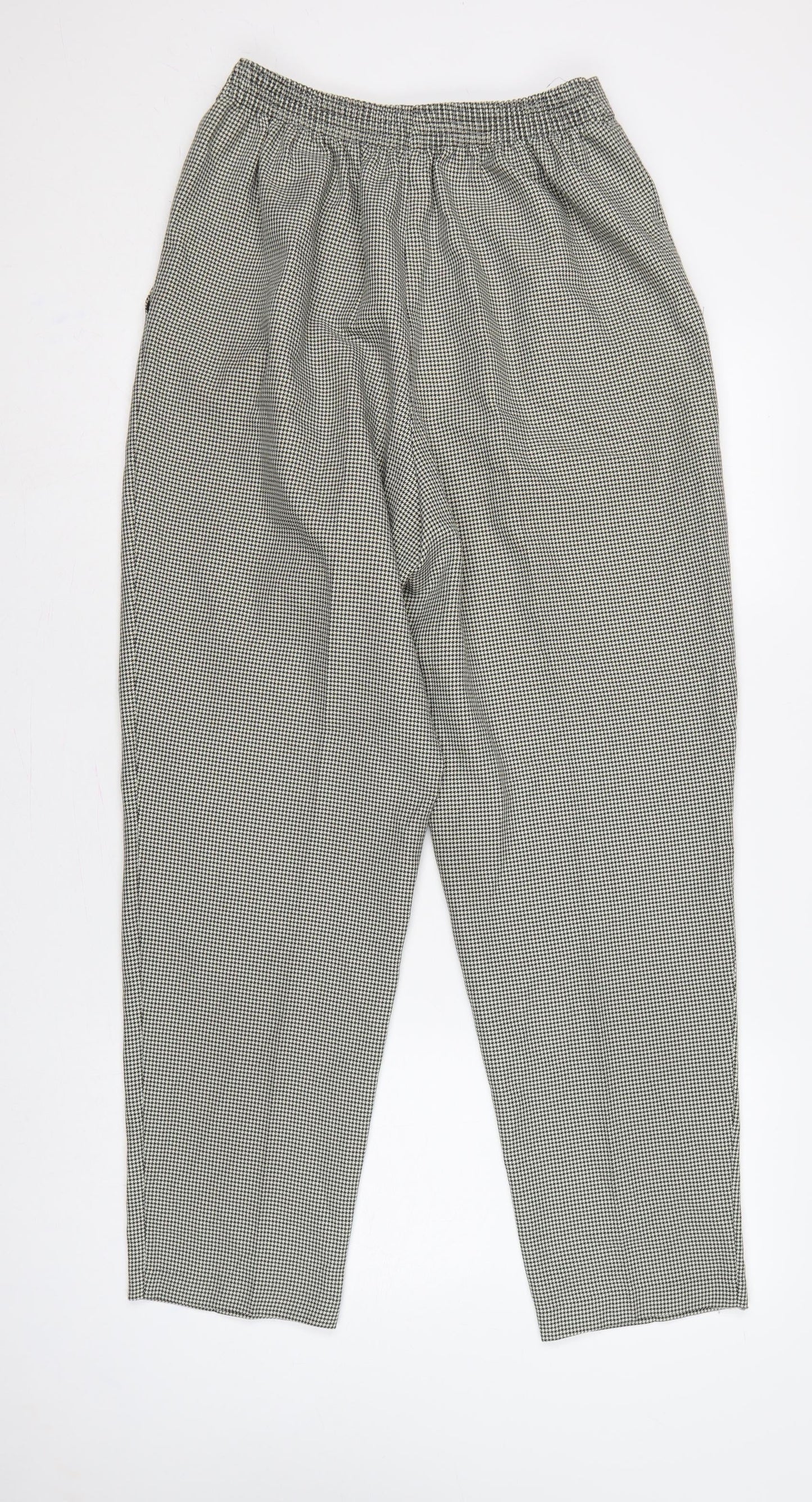 St Michael Women Black Check High Waist Tapered Dress Trousers UK 16