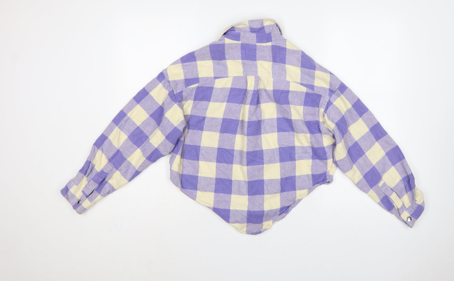 ASOS Design Women Purple Check Cotton Button-Up Shirt UK 8
