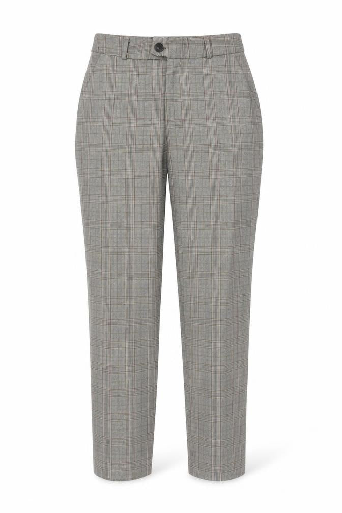 Paulmark Women’s Grey Check High Rise Tapered Dress Trousers UK 12