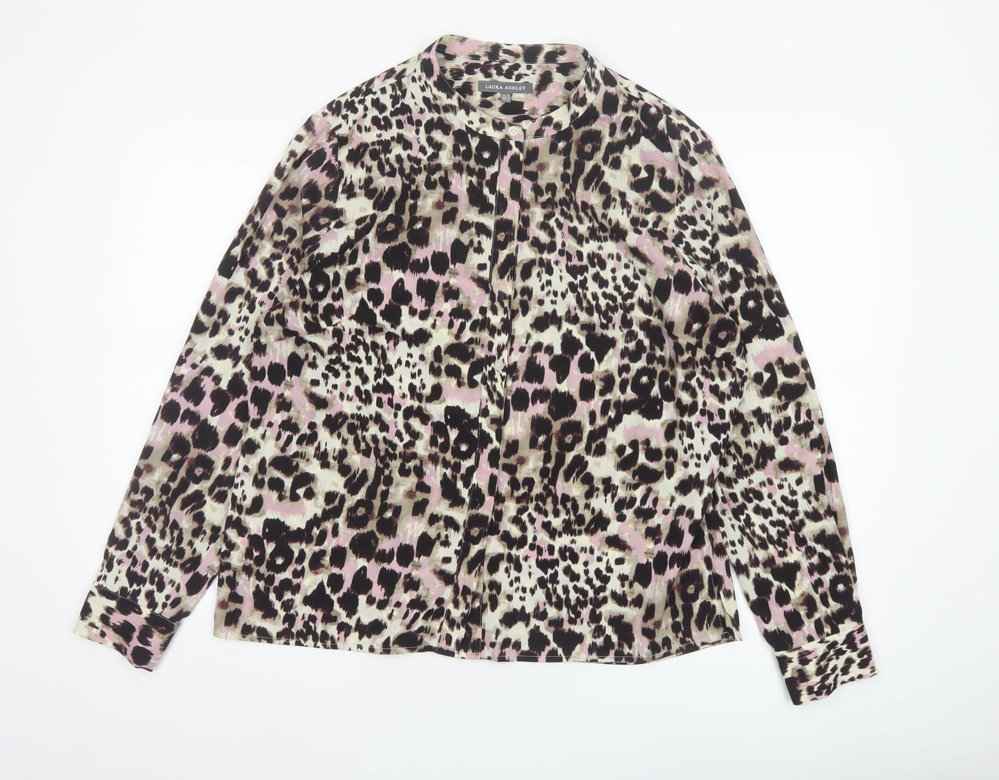 Laura Ashley Women’s Multicoloured Leopard Print Button Blouse UK 16