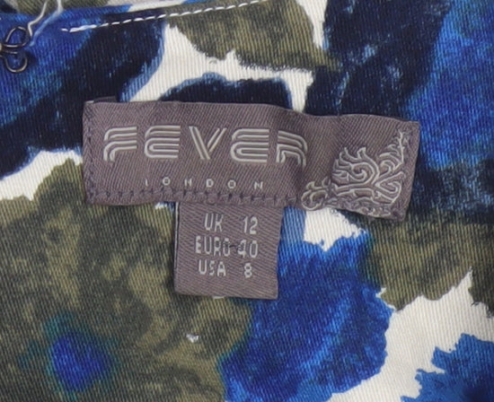 Fever London Women’s Blue Floral A-Line Knee Length Dress UK 12