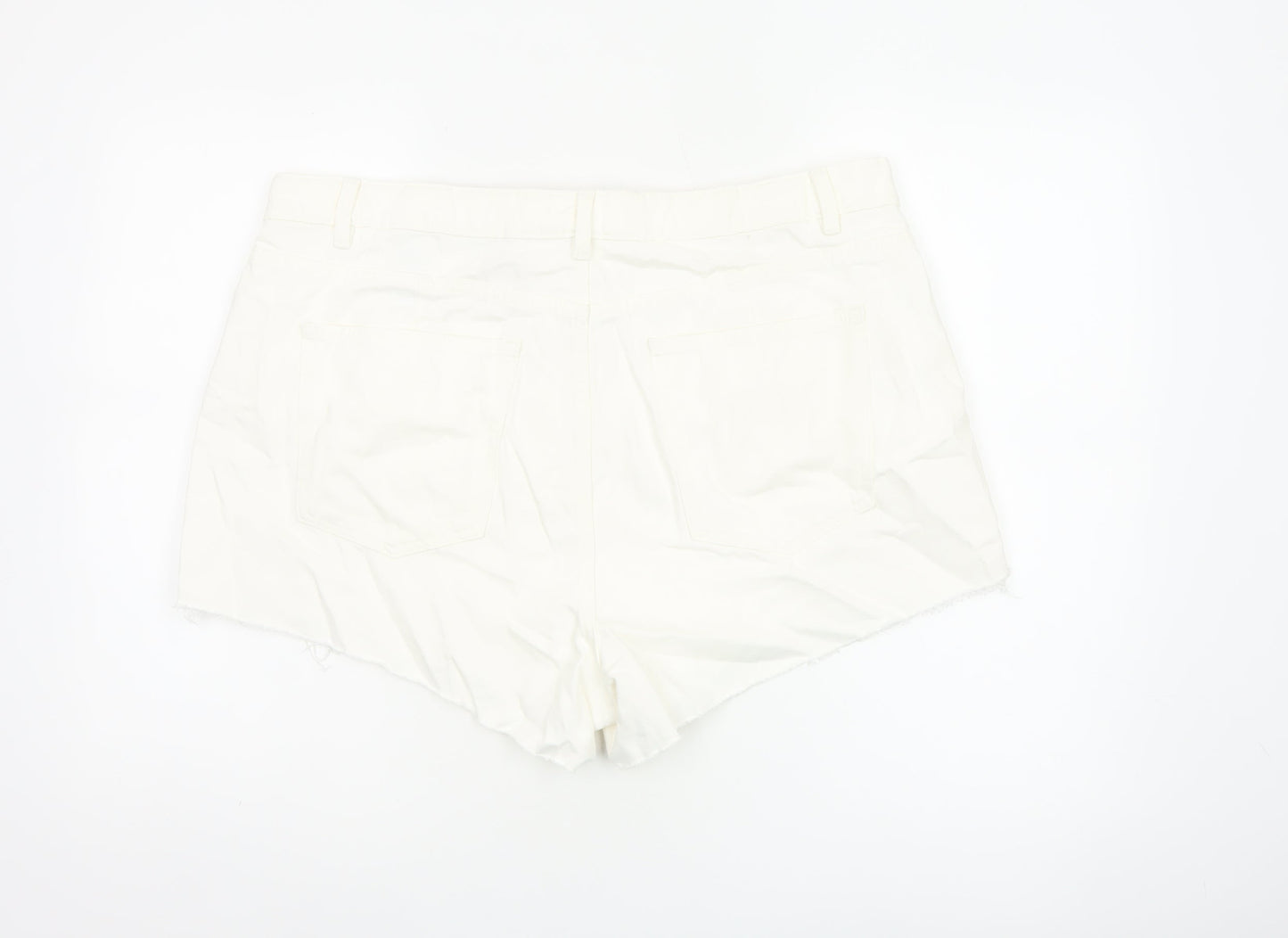 Marks & Spencer Women White UK 20 Mom High Rise Denim Shorts