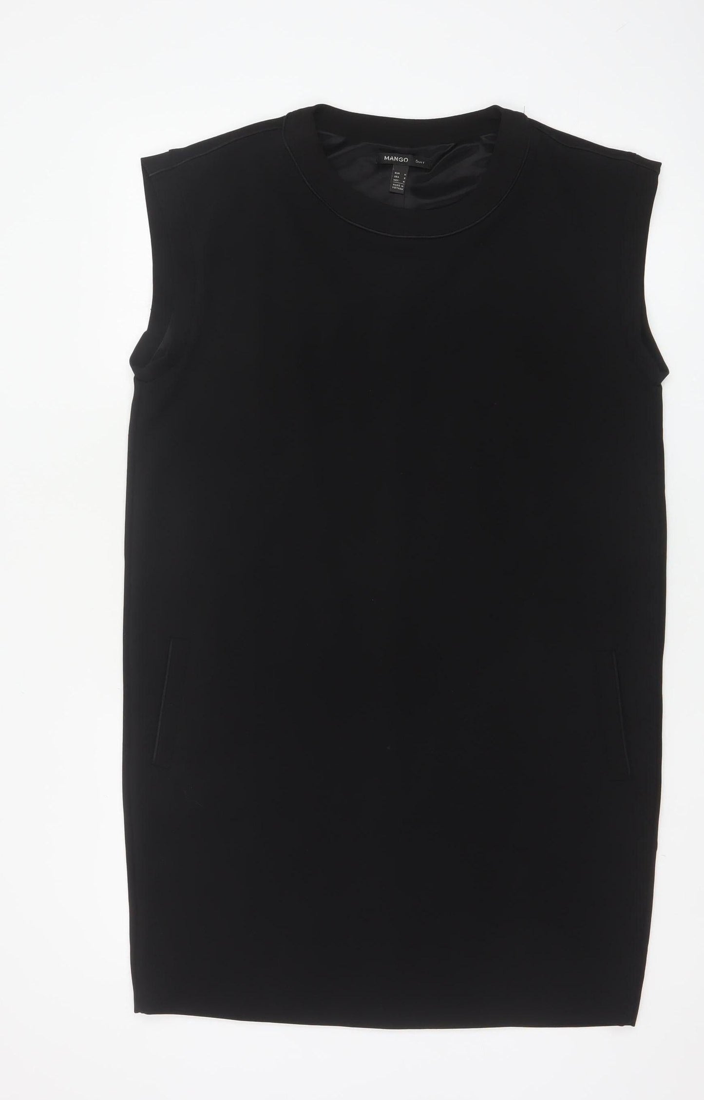 Mango Women Black M Sleeveless Sheath Knee Length Work Dress