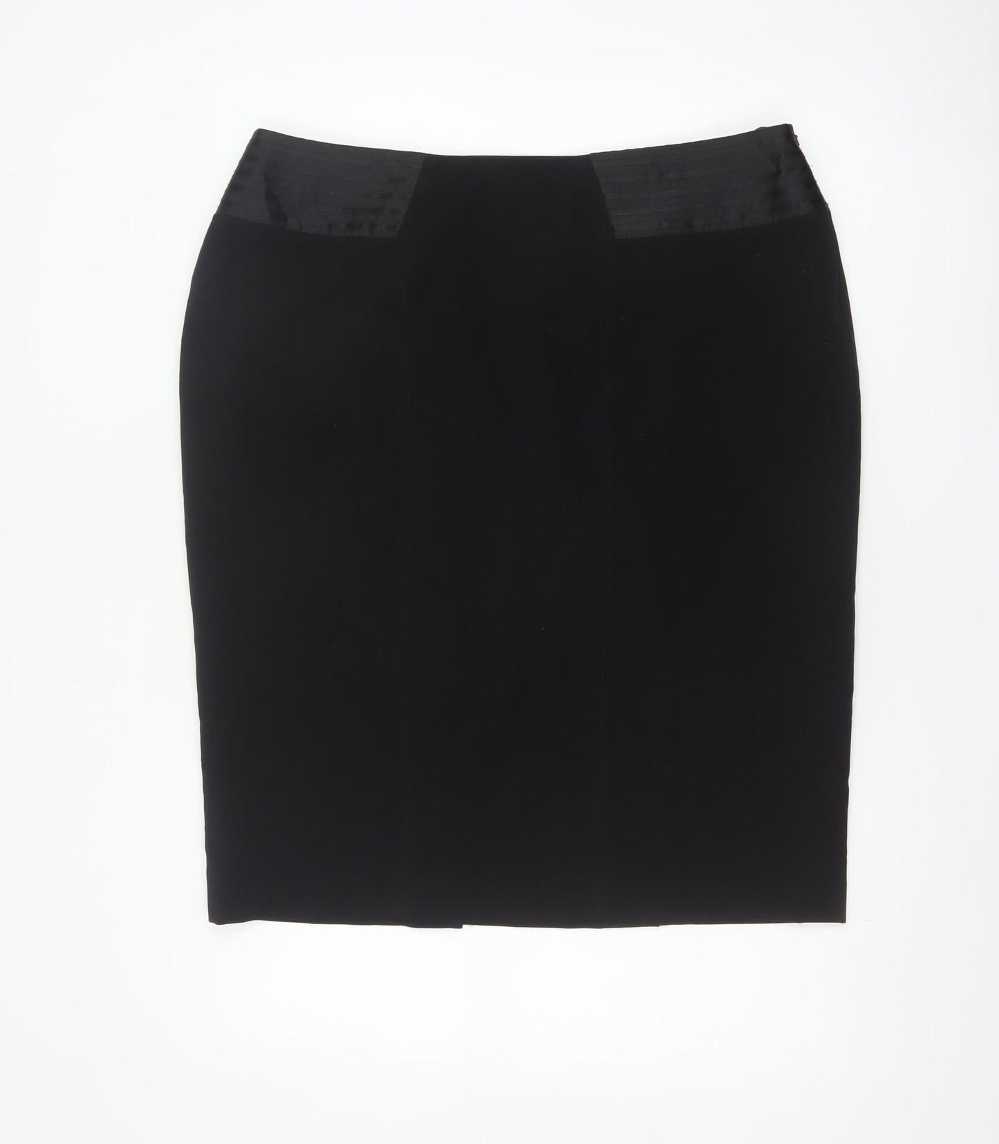 Kaliko Women Black UK 18 Knee Length Pencil Skirt Satin Panel