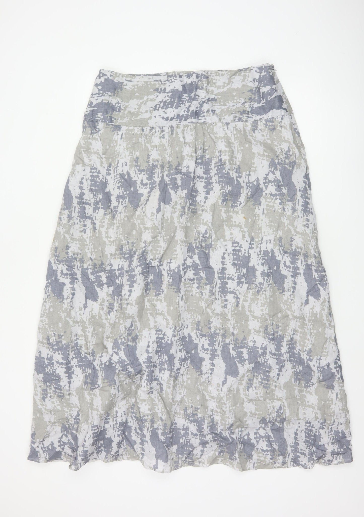 Poetry Women Grey Linen A-Line Long Skirt UK 14 Lined