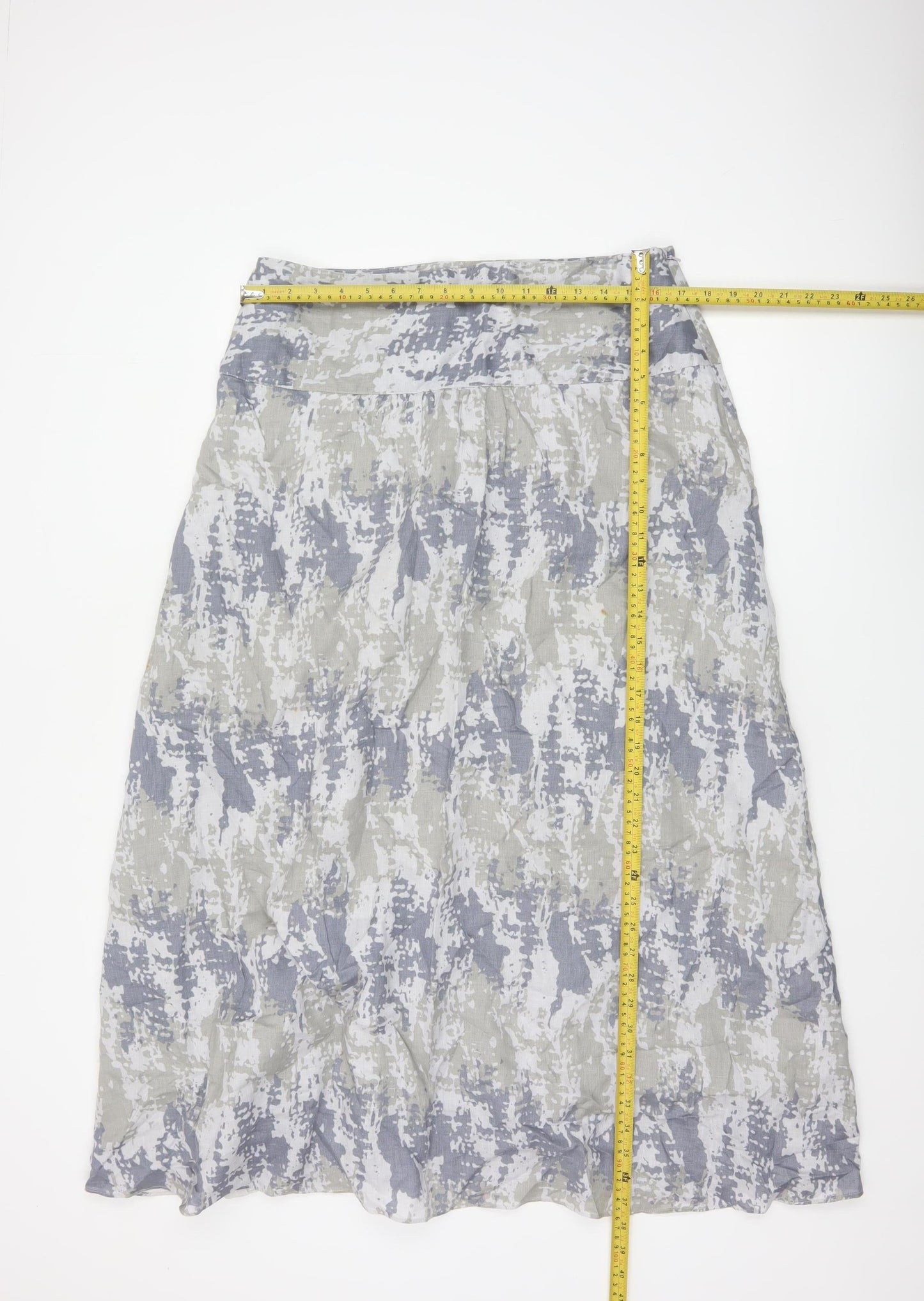 Poetry Women Grey Linen A-Line Long Skirt UK 14 Lined