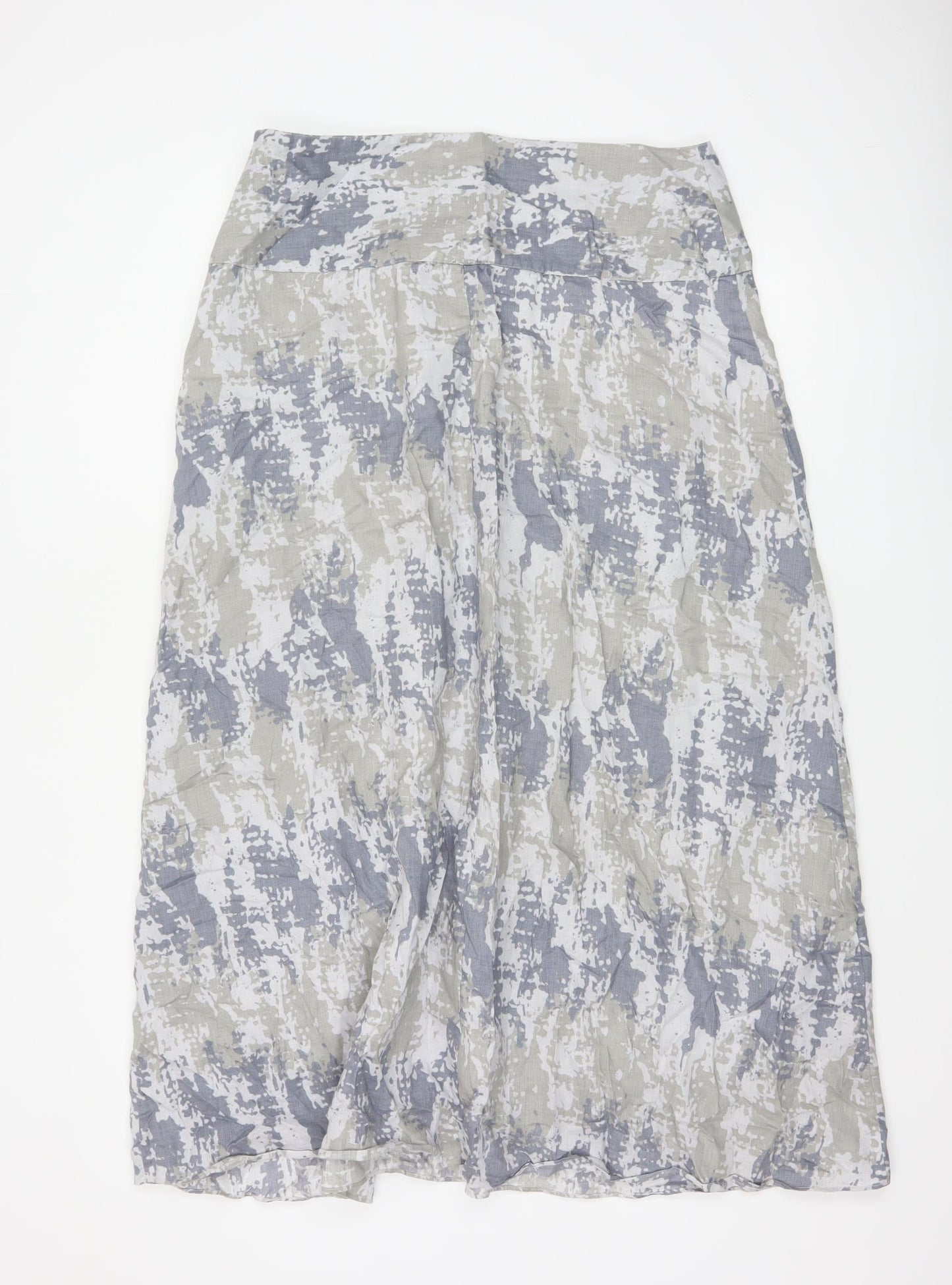 Poetry Women Grey Linen A-Line Long Skirt UK 14 Lined