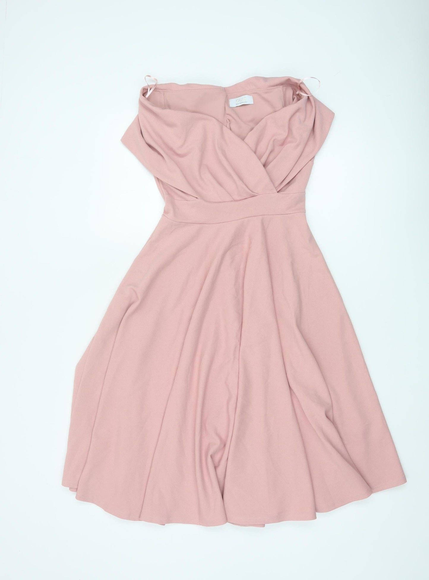 Quiz Women Pink UK 8 Off Shoulder Fit & Flare Knee Dress