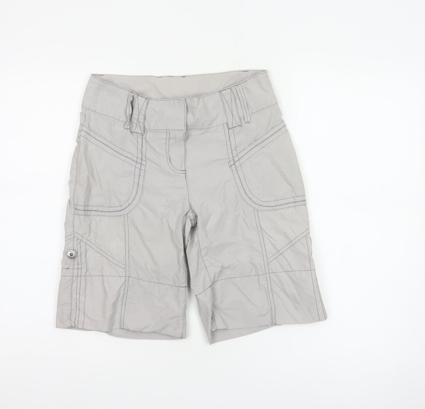 Next Women’s Grey Cargo Shorts UK 6 Cotton Nylon Multi Pocket