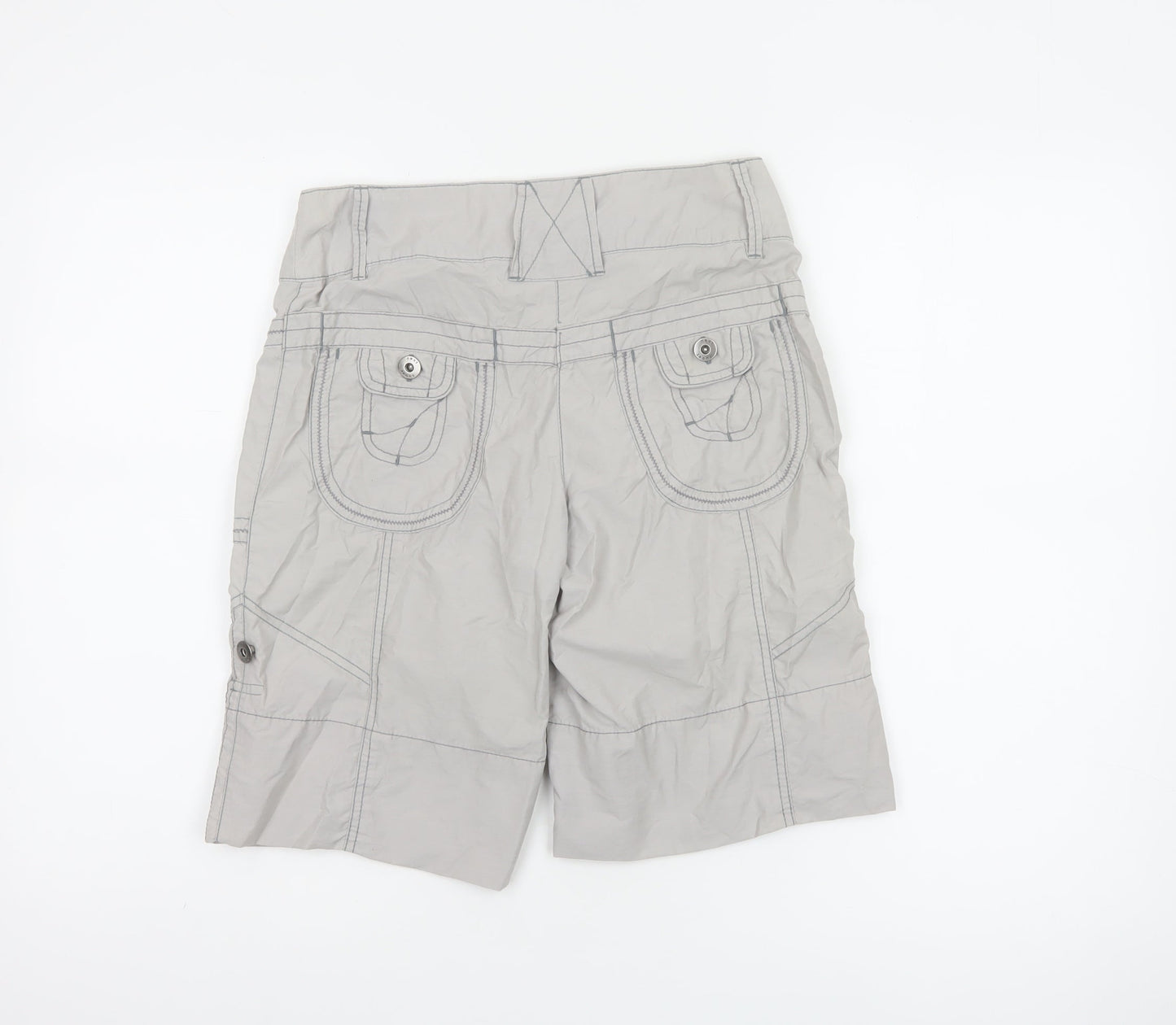 Next Women’s Grey Cargo Shorts UK 6 Cotton Nylon Multi Pocket